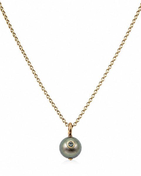 Tahitian Pearl & Blue Diamond Charm