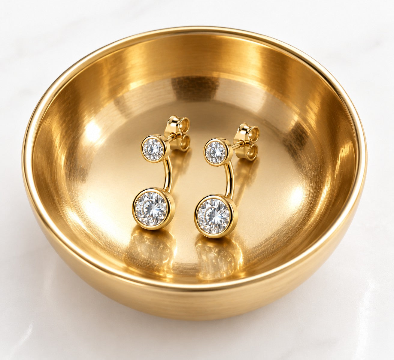 Double Diamond Stud Earring