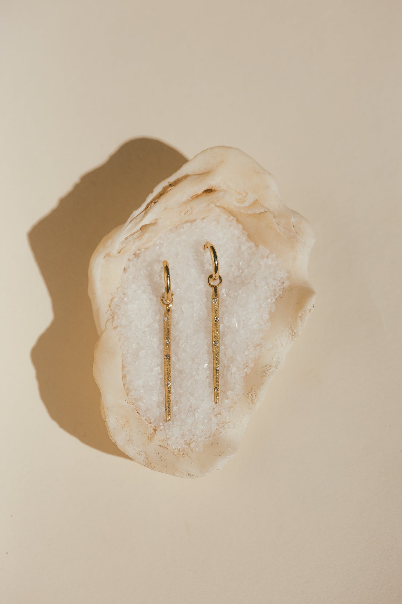 oyster with gold sea urchin earrings