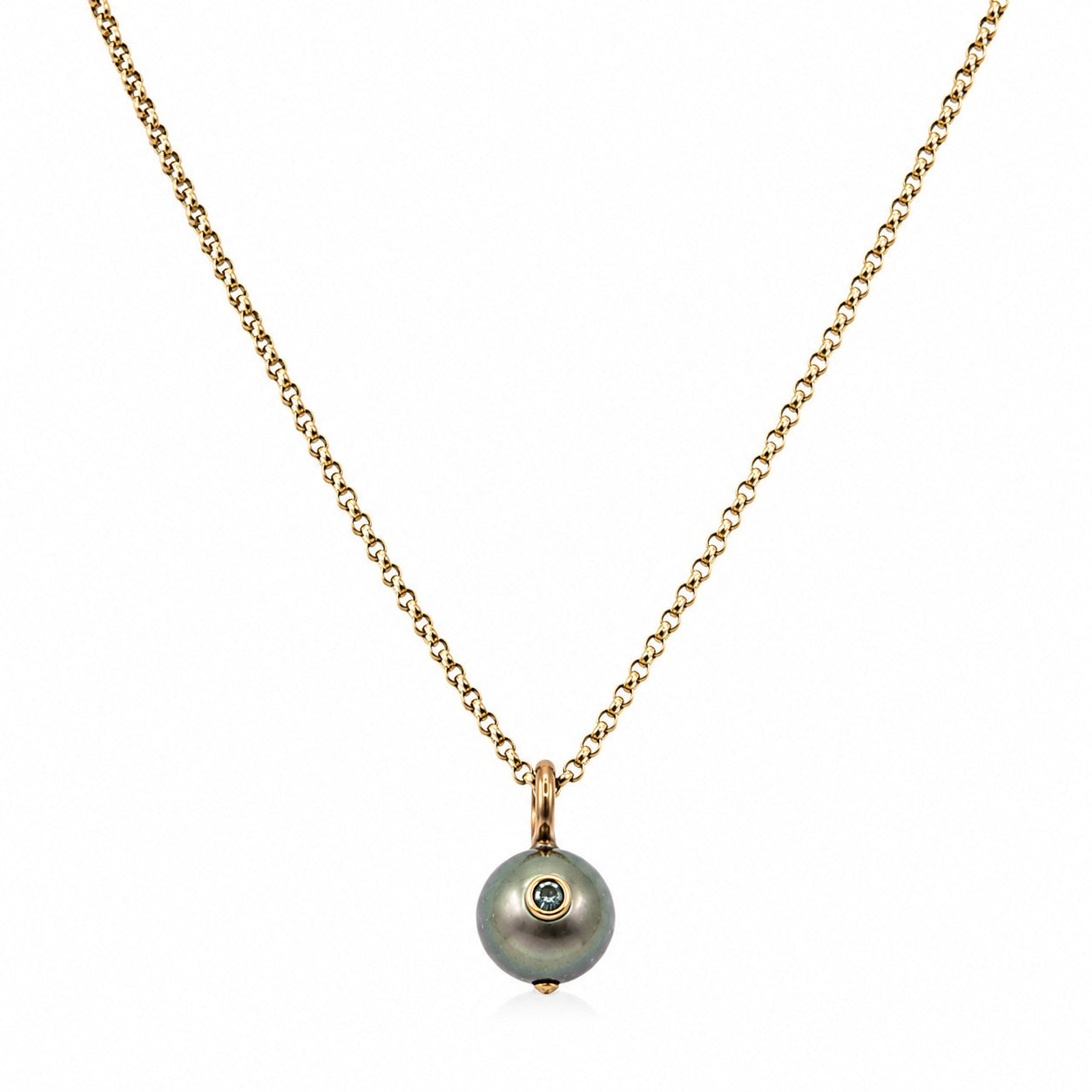 Tahitian Pearl & Blue Diamond Charm