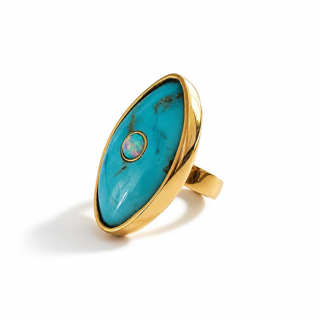 Turquoise & Opal 14K Ring