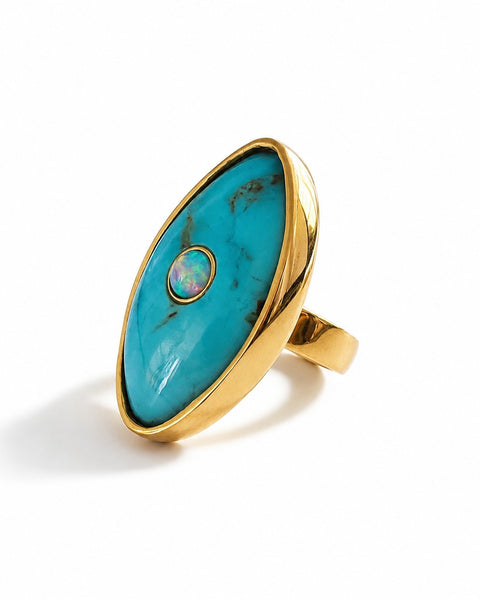 Turquoise & Opal 14K Gold Ring