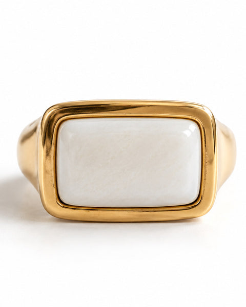 St. Barths White Coral 14K Gold Signet Ring