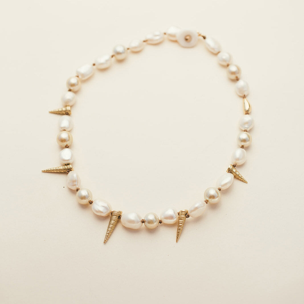 THE PERNILLA - Champagne Pearls and 14KT Gold Cast Shells